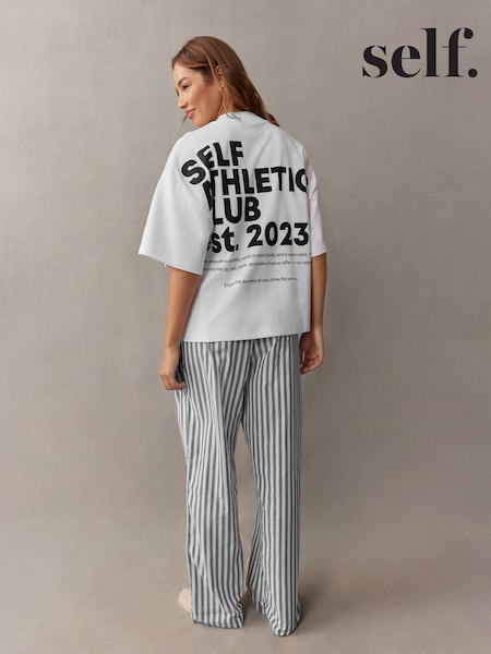 self. Black/White 100% Cotton Short Sleeve Pyjamas (E34389) | £35