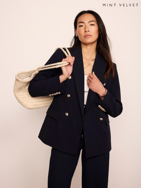 Blue - Mint Velvet Double Breasted Blazer
