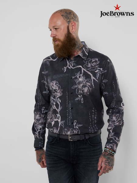 Grey - Regular Joe Browns Japanese Floral Print Shirt