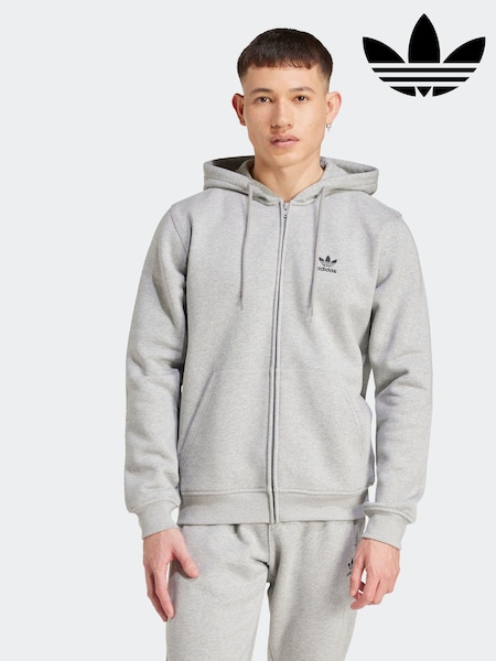 adidas Originals Grey Essentials Full Zip Hoodie (E34904) | £55