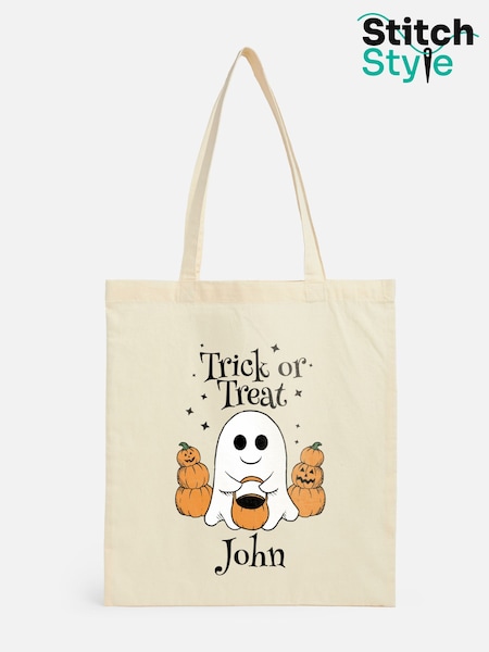 Natural - Trick Or Treat Tote Bag By Stitch Style