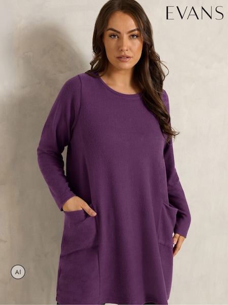 Purple - Evans Knitted Tunic Dress