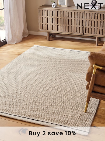 Light Natural Geometric Border Rug (E35268) | £50 - £295