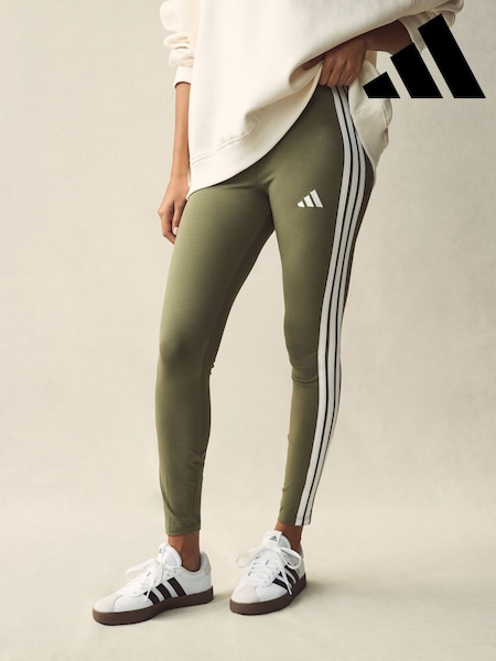 adidas Green 3 Stripe Leggings (E35500) | £23