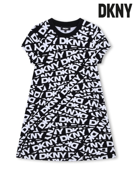 DKNY All Over Print Logo Black Dress (E35556) | £65 - £75