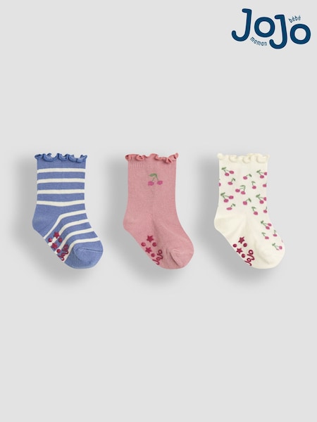 JoJo Maman Bébé Pink Fruit Socks 3 Pack (E35722) | £9.50