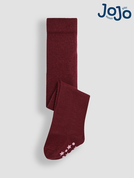 JoJo Maman Bébé Wine Cotton Rich Plain Tights (E35726) | £9.50