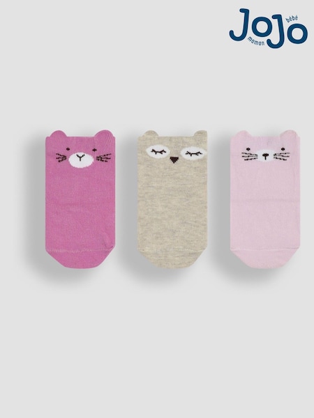 JoJo Maman Bébé Pink Bear Socks 3 Pack (E35733) | £9.50