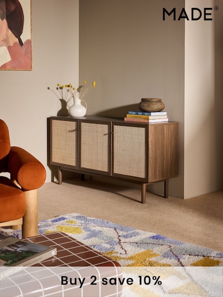 MADE.COM Dark Oak Effect Pavia Rattan Large Sideboard (E35780) | £379