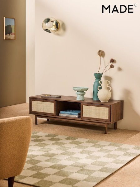 MADE.COM Dark Oak Effect 1 Pavia Rattan Wide Up to 50 Inch TV Unit (E35781) | £249