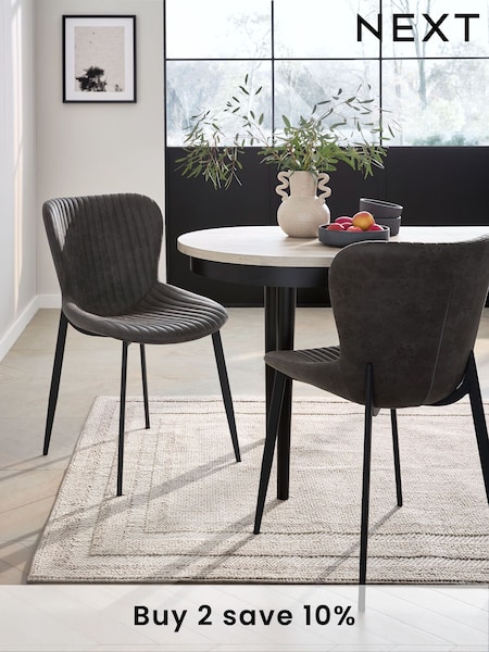 Set of 2 Monza Faux Leather Dark Grey Ross Dining Chairs (E35791) | £280