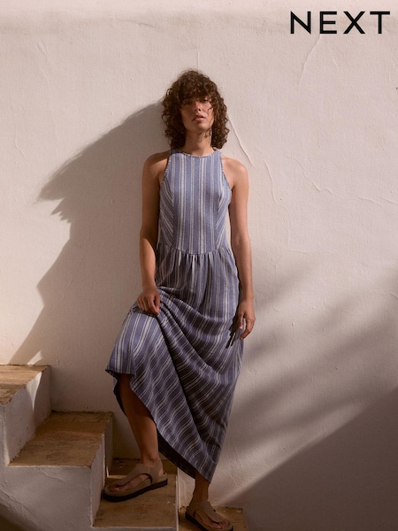 Blue Striped Jersey Midi Dress (E35971) | £25