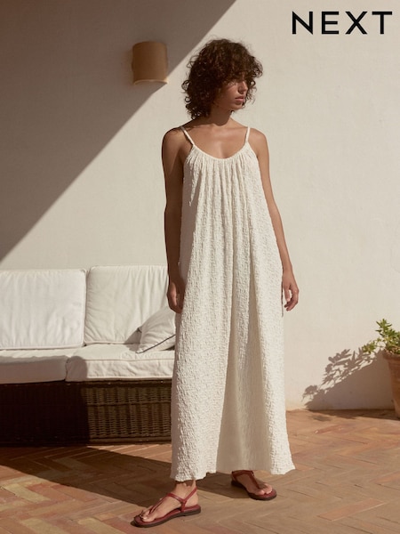 White Textured Jersey Maxi Dress (E35984) | £34