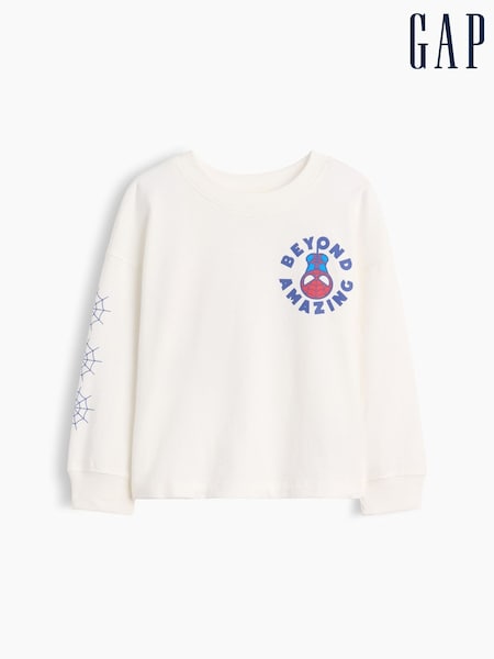White Spider-Man - Gap Marvel Graphic Long Sleeve T-shirt (6mths-5yrs)