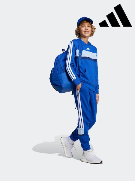 adidas Blue 3 Stripe Tibero Fleece Hoodie (E36286) | £33