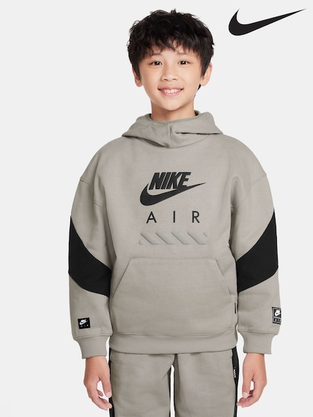 Nike College Grey Air Fleece Pullover 100% Cotton Hoodie (E36352) | £50