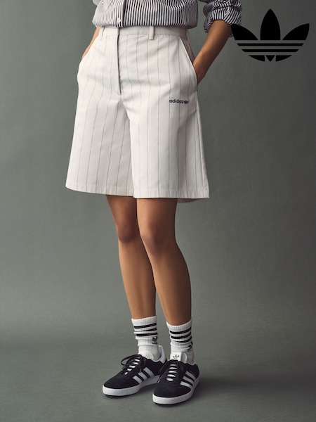 adidas originals White Pinstripe Shorts (E36396) | £55