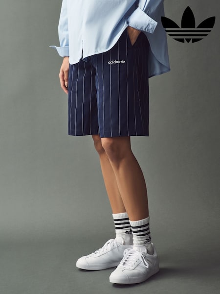 adidas originals Blue Pinstripe Shorts (E36413) | £55