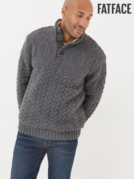 FatFace Charcoal Grey Hadlow Half Neck Jumper (E36428) | £60