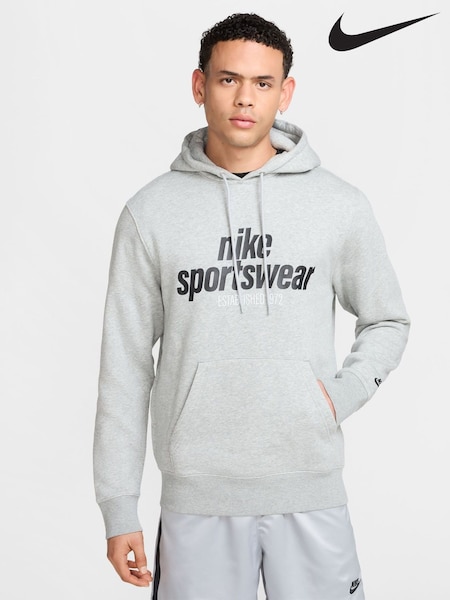 Nike Dark Grey Heather Club Fleece Hoodie (E36453) | £65