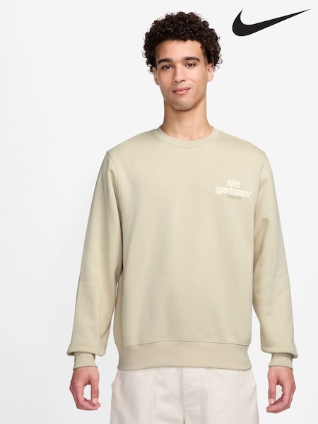 Nike Light Khaki Sportswear Club Fleece Crew Sweatshirt (E36456) | £60