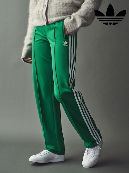 adidas Green Straight Firebird 3 Stripe Straight Trackpants (E36741) | £55