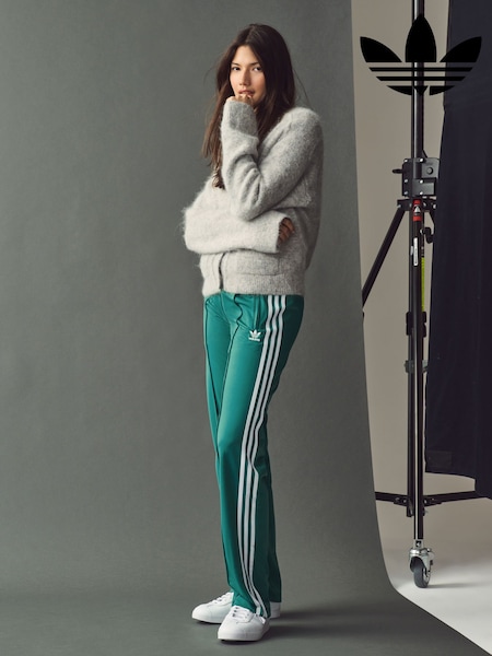 adidas Dark Green Straight Firebird 3 Stripe Straight Trackpants (E36778) | £55