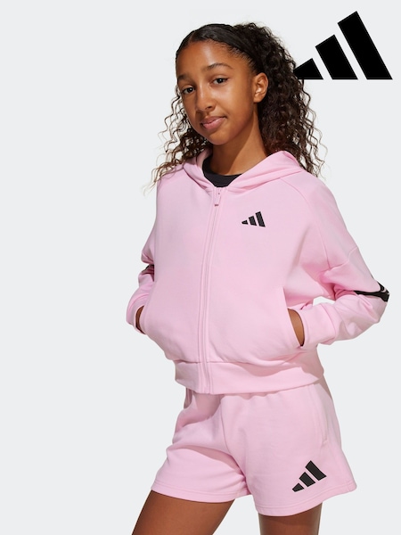 adidas Pink Future Icons 3-Stripes Full-Zip Hooded Track Jacket Kids (E36818) | £38
