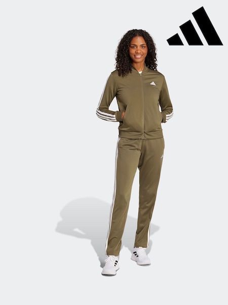 adidas Green Essentials 3 Stripes Tracksuit (E36882) | £55