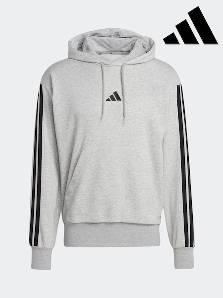adidas Grey Essentials 3-Stripes French Terry Hoodie (E36938) | £45
