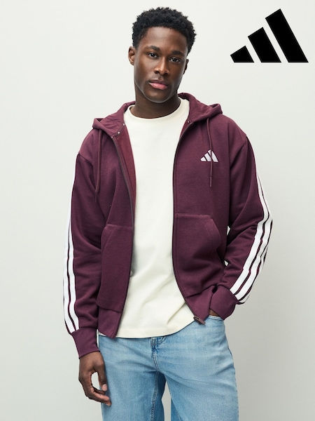 adidas Red Essentials 3-Stripes Fleece Hoodie (E36941) | £50