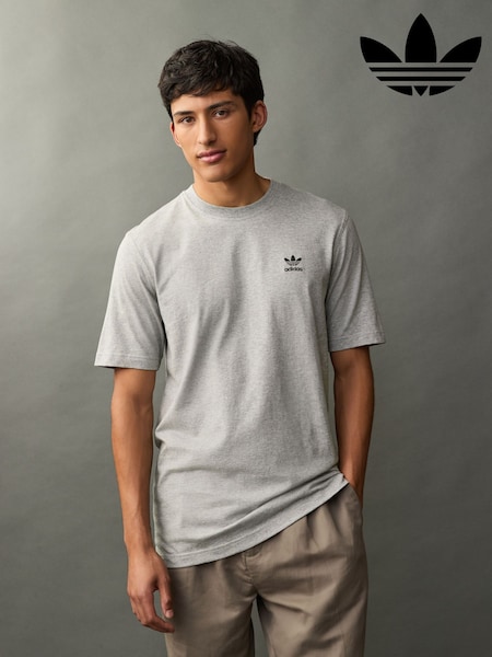 adidas Originals Grey Trefoil Essentials 100% Cotton T-Shirt (E37026) | £23