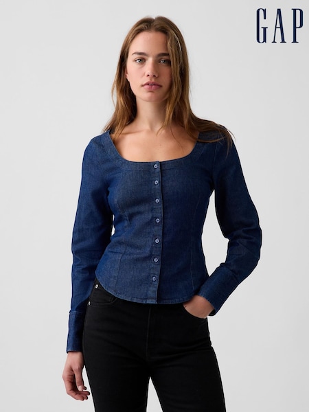 Dark Wash - Gap Denim Scoop Neck Top