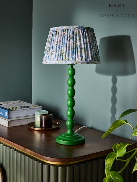 Clarke and Clarke Green Ennerdale Cetara Bobbin Table Lamp (E37271) | £55