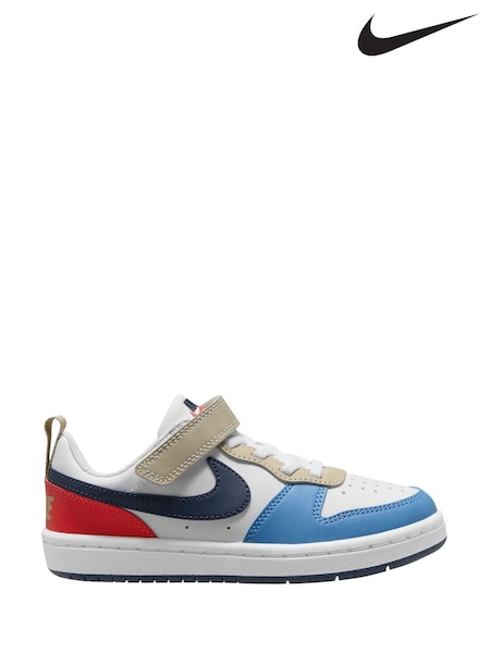 Nike White Blue Red Junior Court Borough Low Recraft Trainers (E37336) | £38