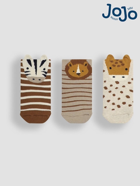 JoJo Maman Bébé Neutral 3-Pack Extra Thick Safari Socks (E37623) | £10.50
