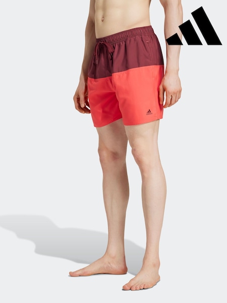 adidas Red Short Length Colorblock CLX Swim Shorts (E37655) | £30