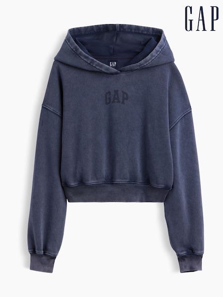 Blue - Gap Vintage Soft Crop Logo Hoodie