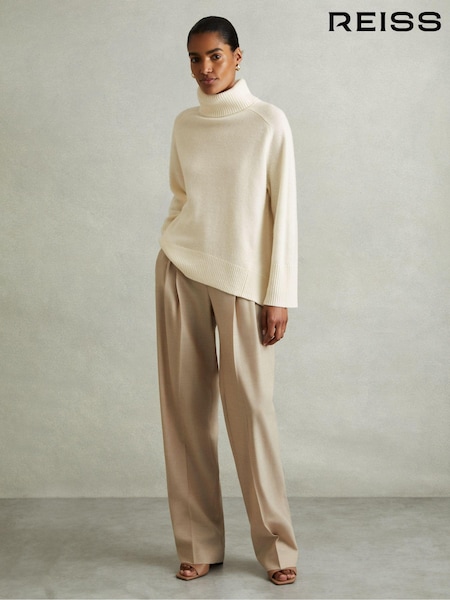 Reiss Cream Eliza Wool-Cashmere Roll-Neck Jumper (E37806) | £98