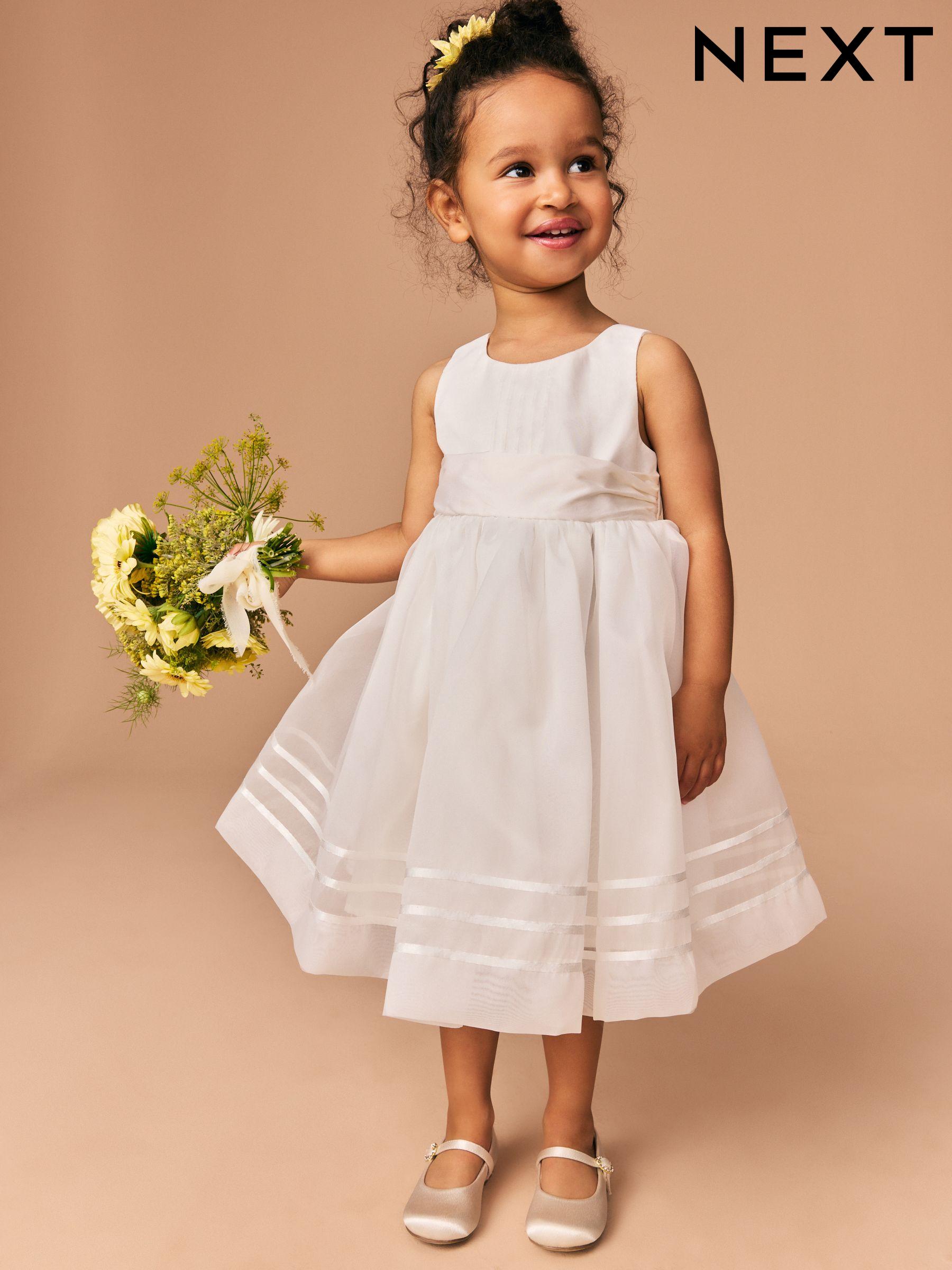 Striped flower girl dress cheap