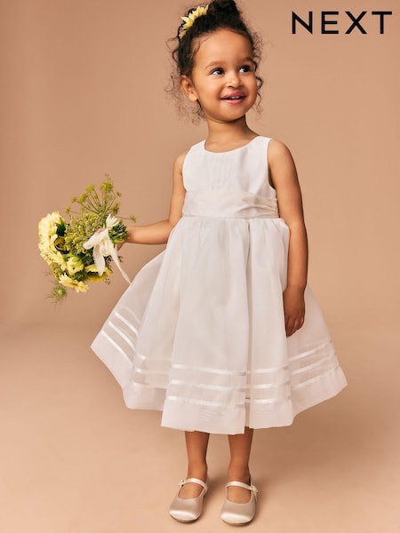 Cream Flower Girl Organza Dress (3mths-10yrs) (E37874) | £40 - £46