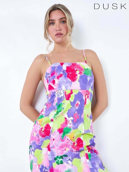 Dusk Multi Floral Stretch Bengaline Mini Dress (E38108) | £50
