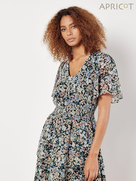 Apricot Green Medium Ditsy Layered Mini Dress (E38283) | £39