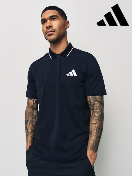 adidas Black Essentials Small Logo Piqué Polo Shirt (E38313) | £33