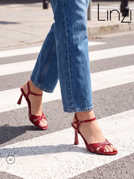 Red - Linzi Compelled Crossover Stiletto Heeled Sandals