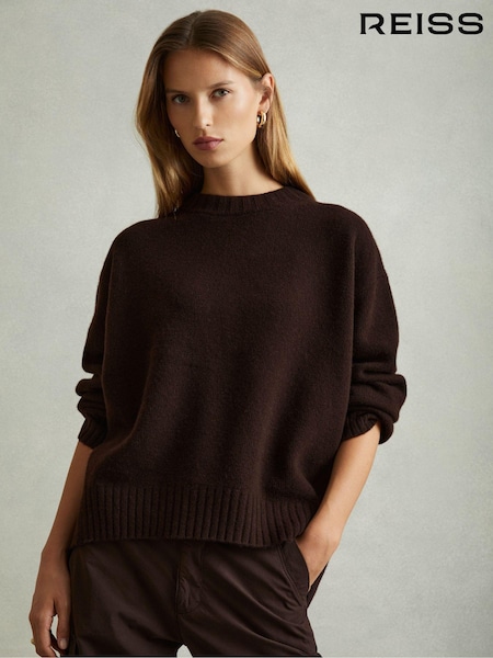 Reiss Chocolate Elena Wool-Cashmere Crew Neck Jumper (E38862) | £128