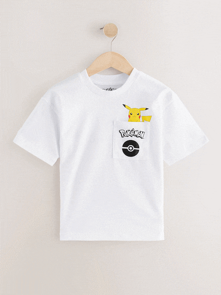 White Back Print Pokémon License Short Sleeve T-Shirt (4-16yrs) (E38924) | £12 - £15