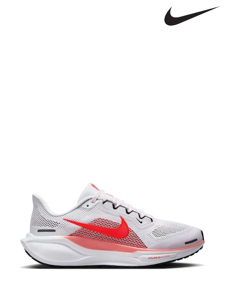 Nike White Red Pegasus 41 Road Running Trainers (E38982) | £130