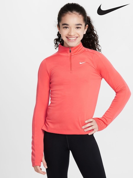 Nike Ember Red Dri-FIT Long Sleeve Half Zip Top (E38992) | £35