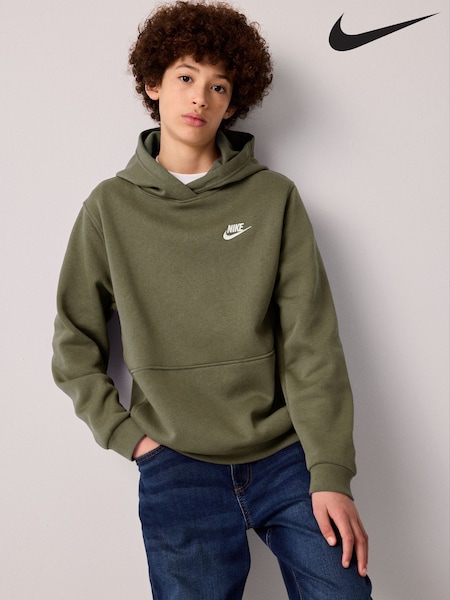 Nike Medium Olive Green Club Fleece Pullover Hoodie (E39020) | £38